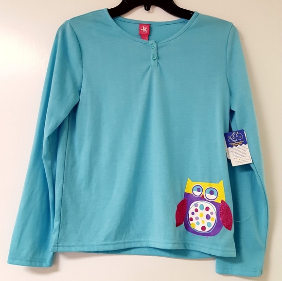Girl's XL 14/16 J Khaki Teal Owl Pajama Shirt - Picture 1 of 5